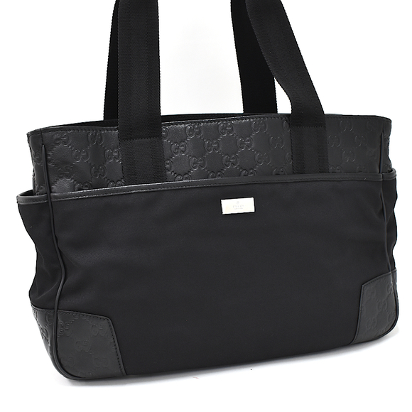 Gucci Handbags - Gucci Tote Bag Guccisima Nylon Leather Black